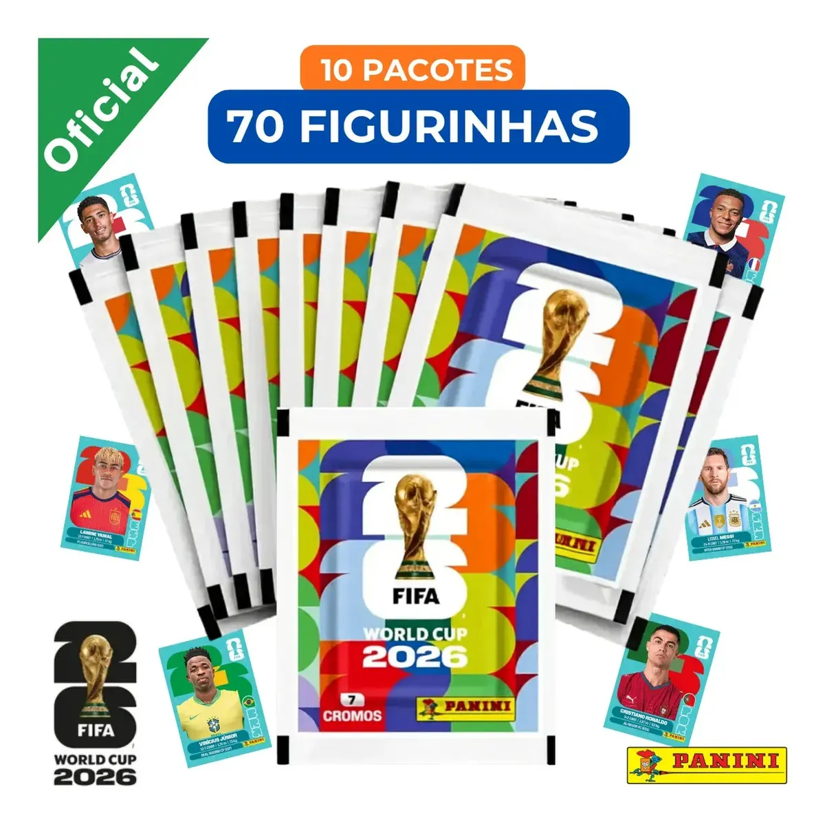 No momento, você está visualizando 10 Pacotes Figurinha Copa Do Mundo Fifa 2026 Oficial – 70 Un