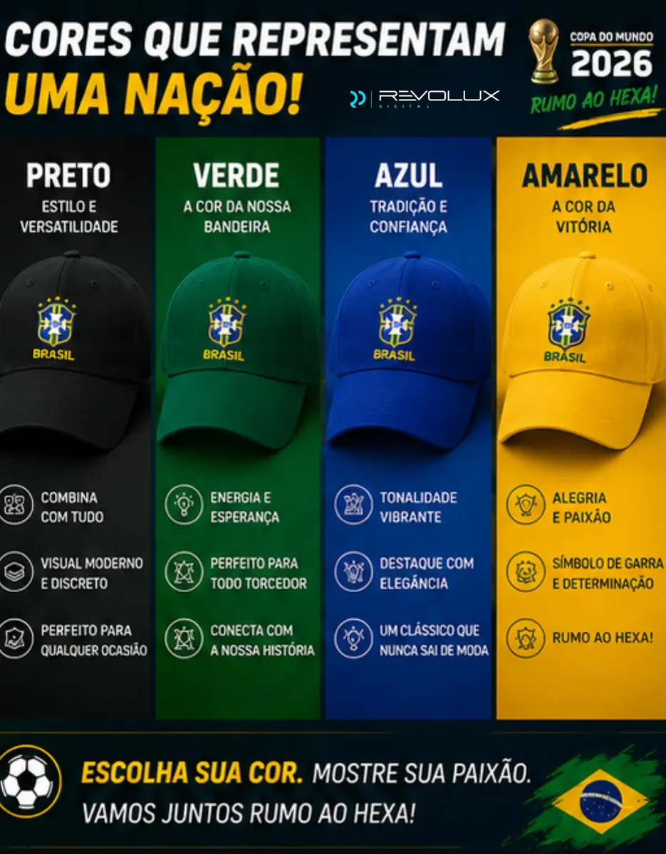 No momento, você está visualizando Boné Brasil Brasão Bordado Ajustável Aba Curva Copa Do Mundo