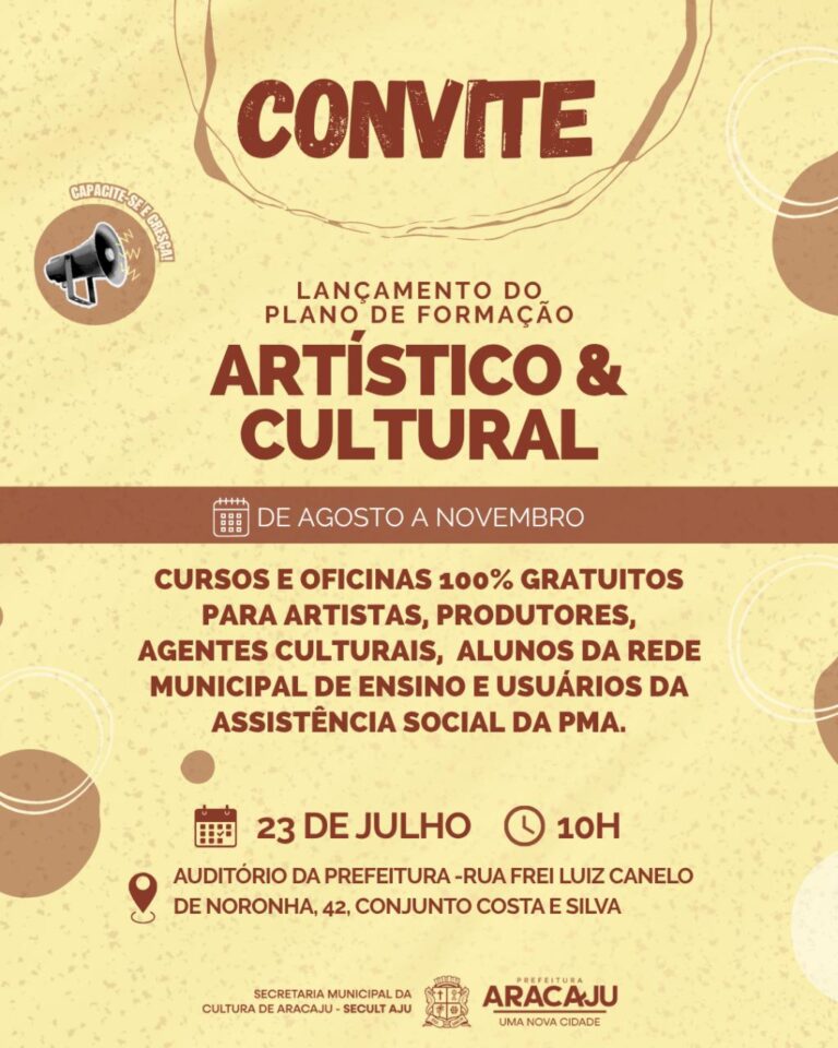 Prefeitura lança Plano de Formação Cultural para fortalecer qualificação do setor artístico de Aracaju